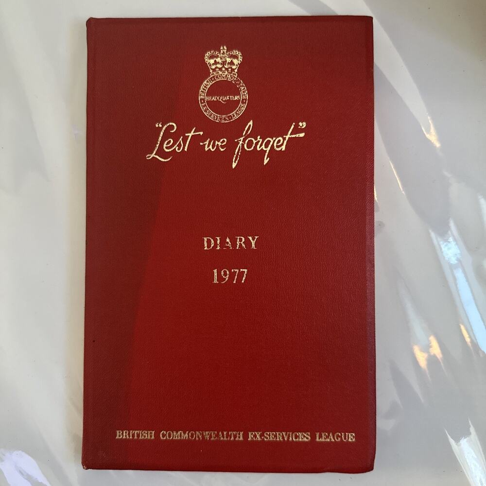 Vintage 1977 Lest We Forget Diary British Commonwealth Ex-Services League Unused